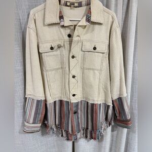 Gimmicks by BKE Cream and Multicolor corduroy Jacket